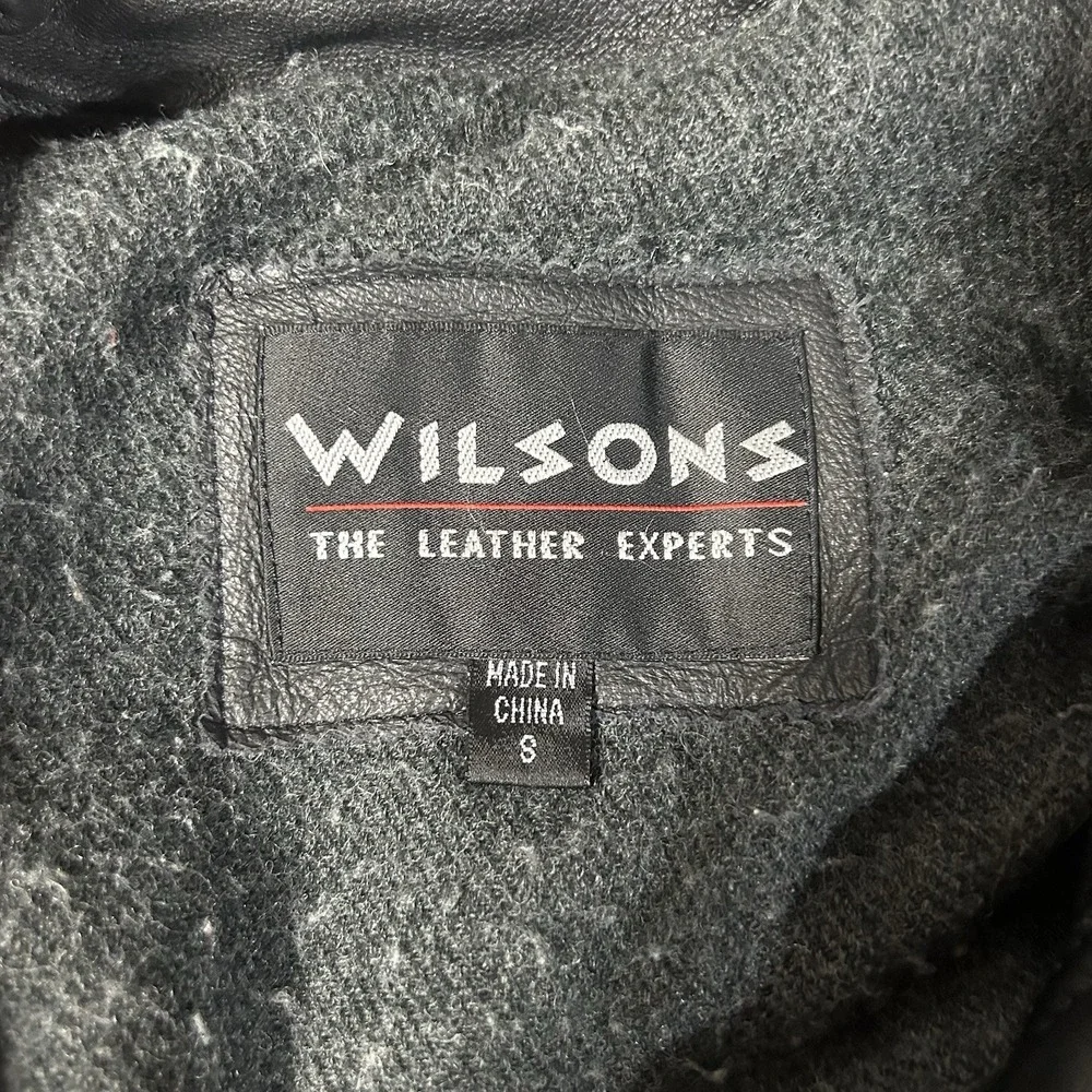 Vintage 1990s Black Soft Leather Pocketed‎ Jacket WILSONS Mens Small. Classic